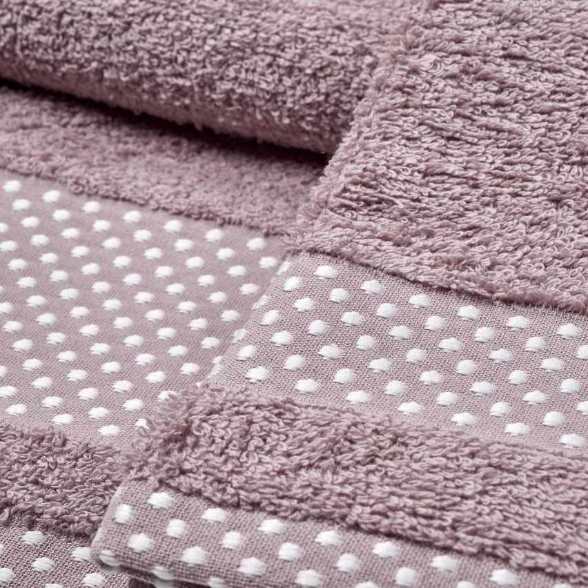 Vingi set asciugamani viso + ospite Pois rosa antico