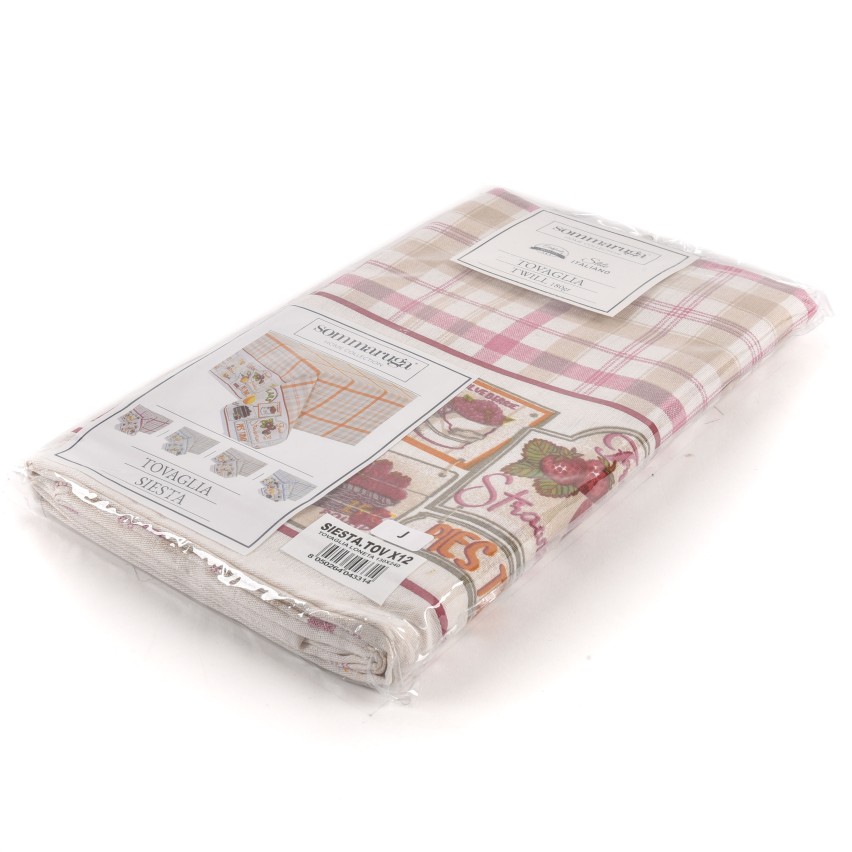 Tovaglia quadri fucsia beige twill di cotone Sommaruga Siesta J