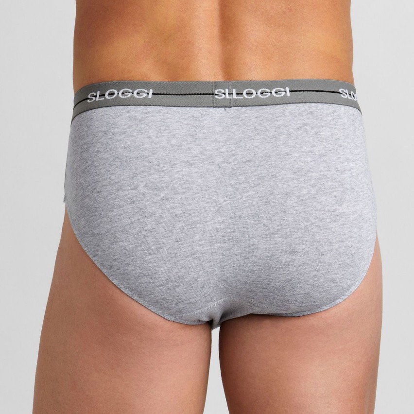 Slip uomo Sloggi midi start bi pack grigio / nero 2 pezzi 