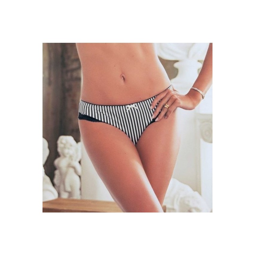 Brasiliana donna jadea chic 6055 nero rigato e avorio pois 2 pezzi