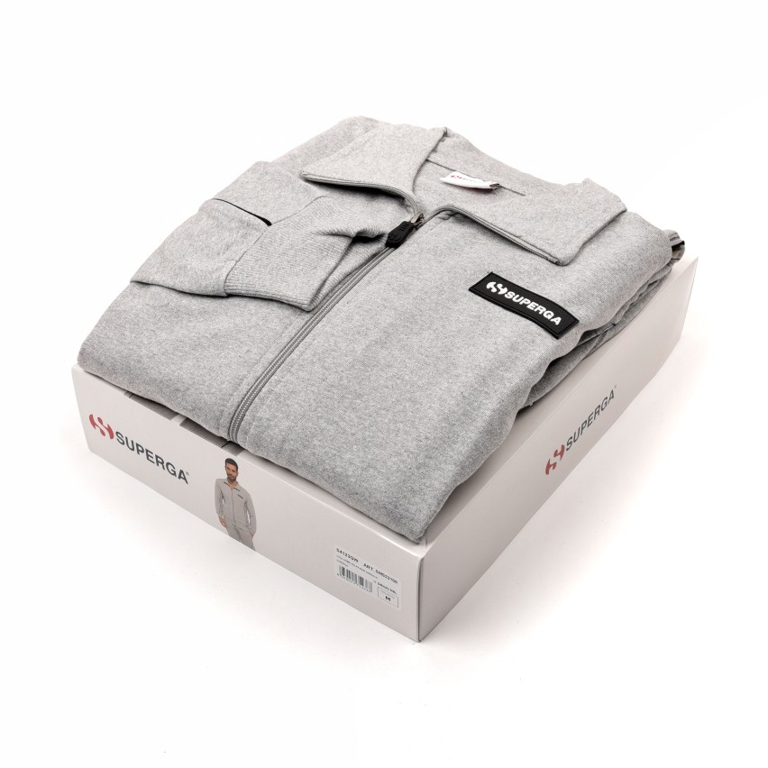 Tuta uomo cotone Superga full zip SMS23100 grigio melange