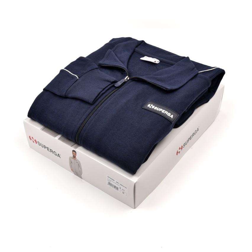 Tuta uomo cotone Superga full zip SMS23100 blu navy