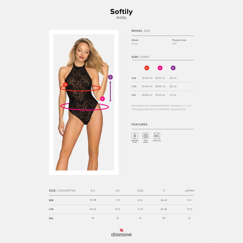 Body a perizoma sottogiacca con cinturino sexy Obsessive Softily