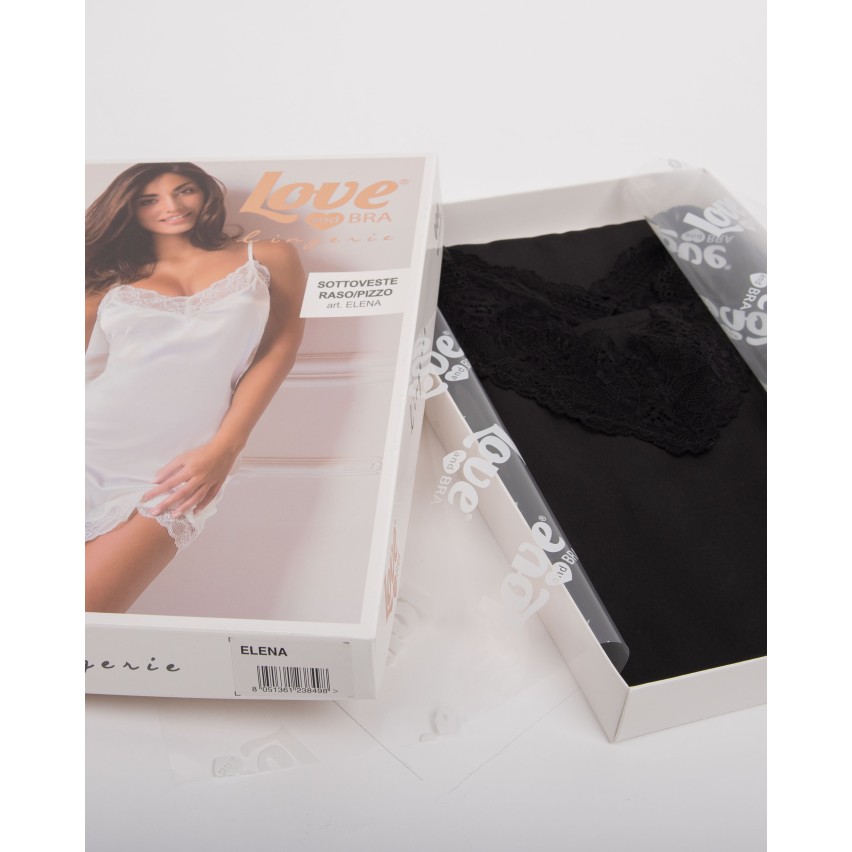 Sottoveste baby doll in raso con pizzo Elena Love And Bra 