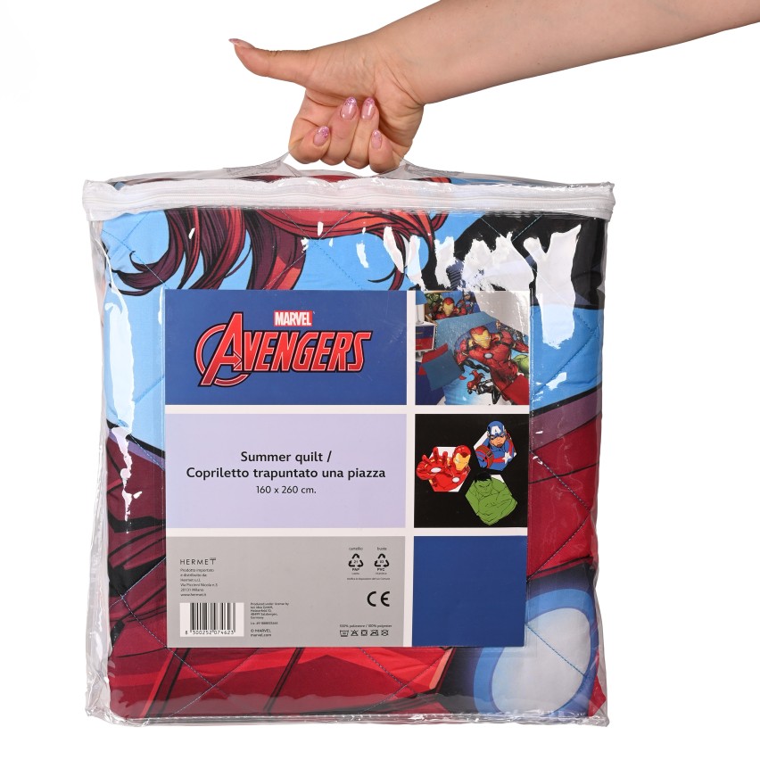 Copriletto trapuntato singolo leggero cameretta Marvel Avengers