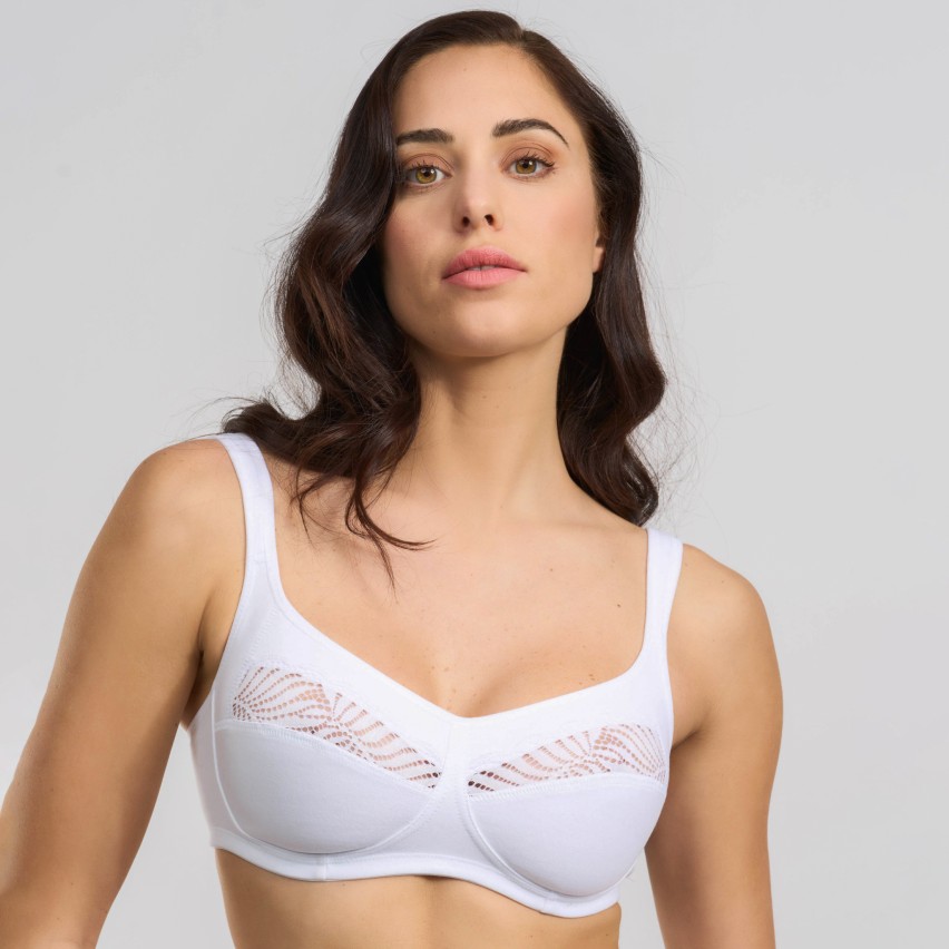 Reggiseno senza ferretto Spiman Paprica cotone elasticizzato e pizzo