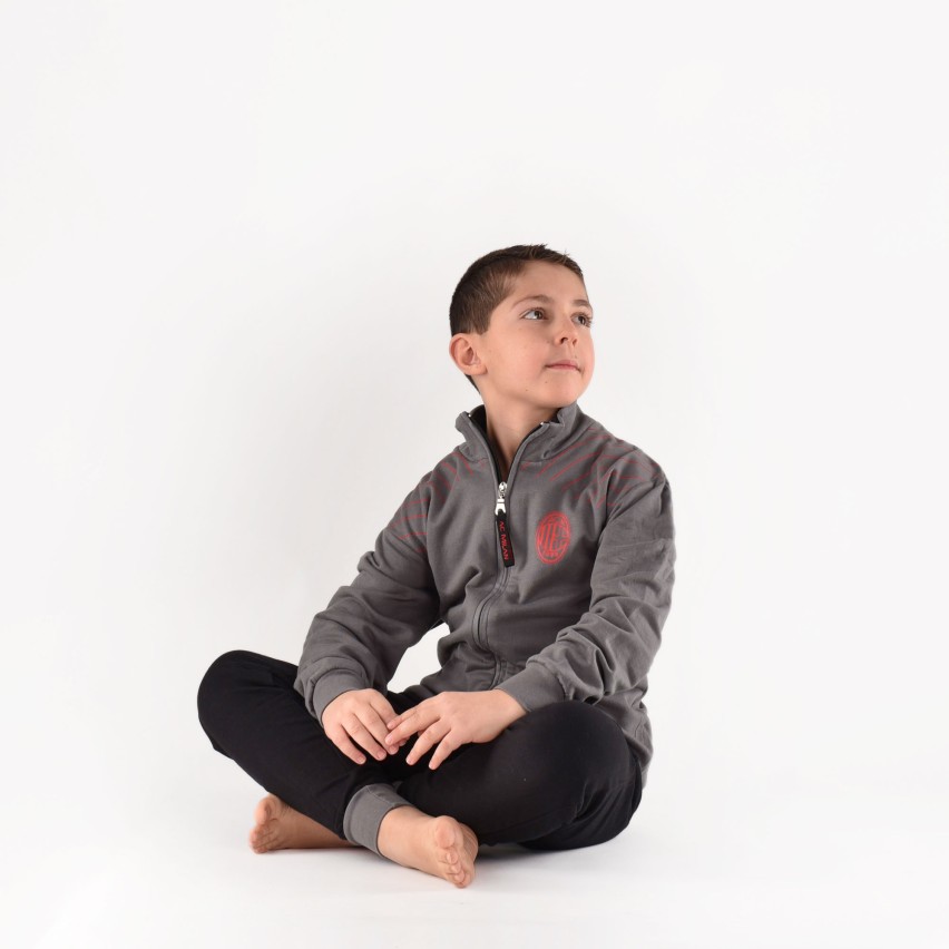 Pigiama tuta bambino Milan zip cotone felpato B2MI15117 antracite