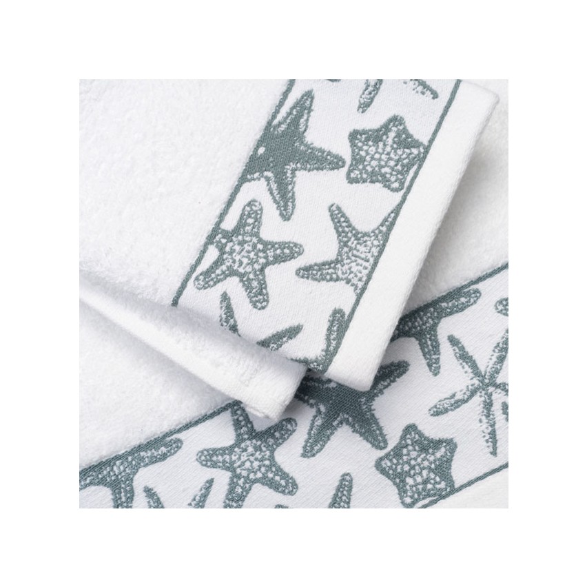 Vingi set asciugamani viso + ospite Star bianco-verde