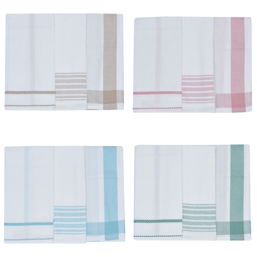 Set da 3 strofinacci Preziosa Candido 3 100% cotone naturale