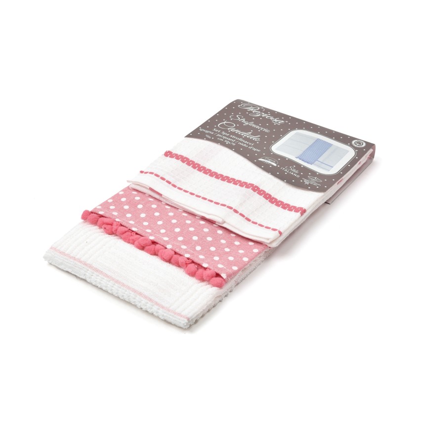 Set da 3 strofinacci Preziosa Candido 1 100% cotone naturale