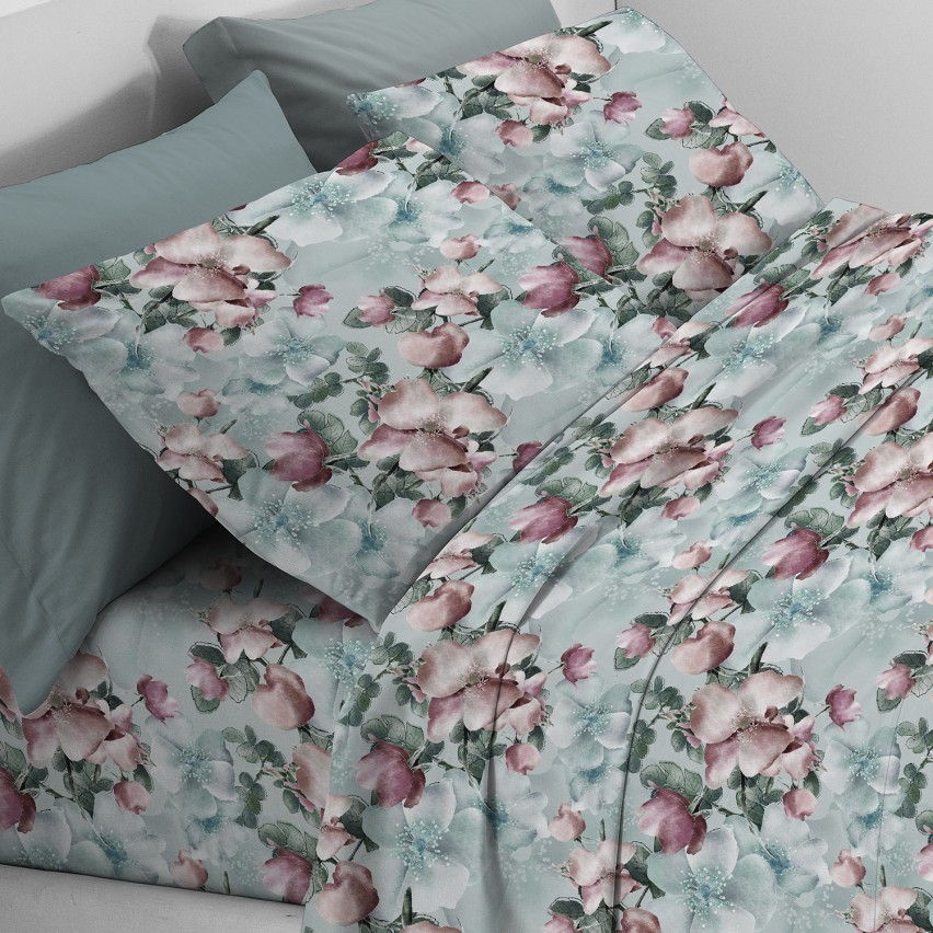 Completo letto fantasia floreale cotone Zambaiti switch elen