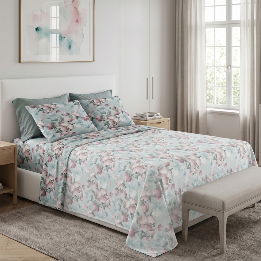 Completo letto fantasia floreale cotone Zambaiti switch elen