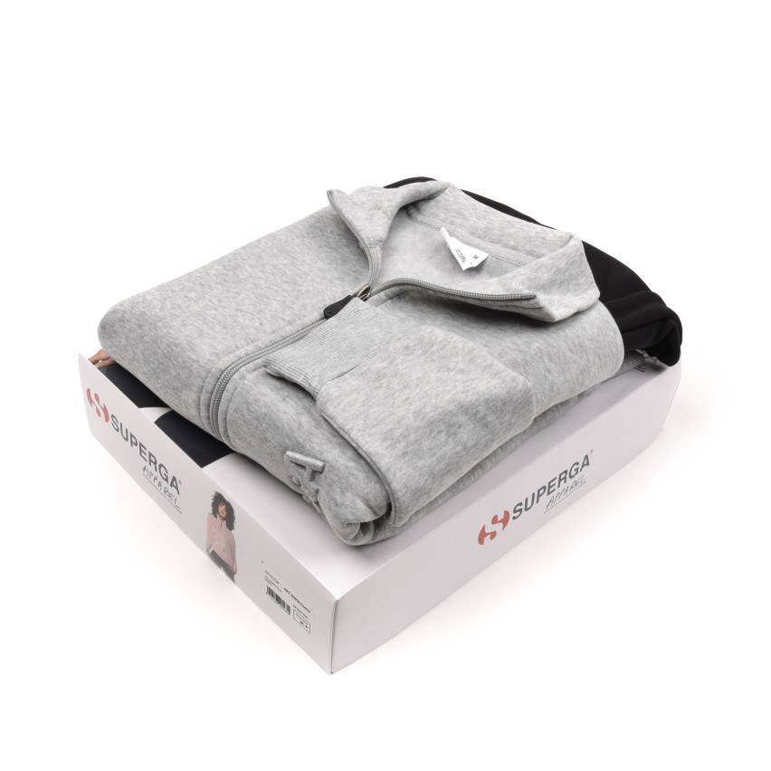 Tuta donna calda con polsini felpata Superga 22404 grigio