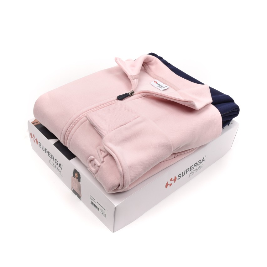 Tuta donna felpata Superga giacca zip e pantalone 22404 rosa