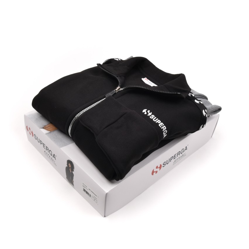 Tuta donna felpata sportiva a collo alto polsini Superga 22407 nero