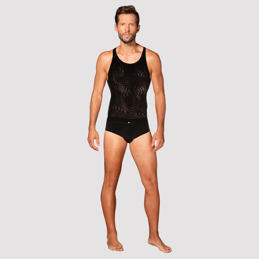 Canotta uomo sexy lavorata semitrasparente Obsessive T103 tank top