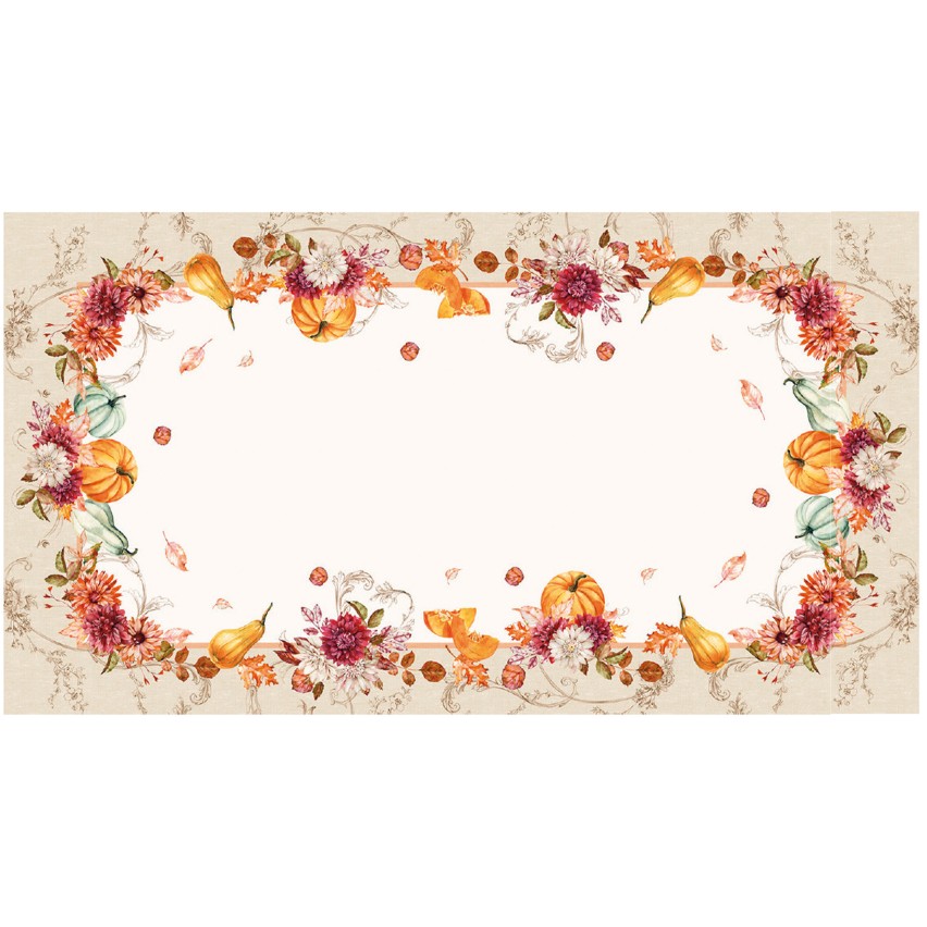 Tovaglia Vingi Tiffany cod. 26 in cotone con zucche e fiori