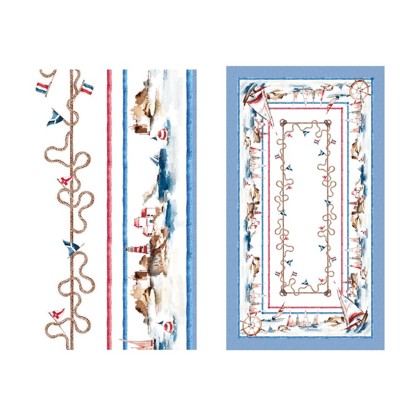 Tovaglia Vingi Tiffany cod.14 fantasia barche a vela cotone