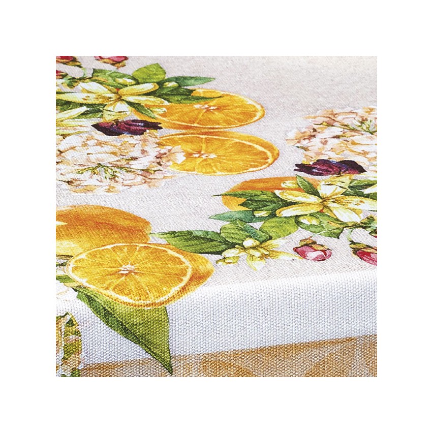 Tovaglia Vingi Tiffany cod.07 cotone con arance e fiori