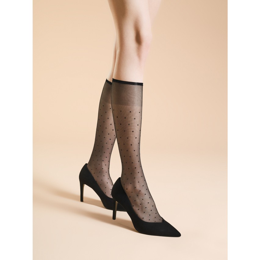 Gambaletto micro pois Fiore Trisha 20 denari nero