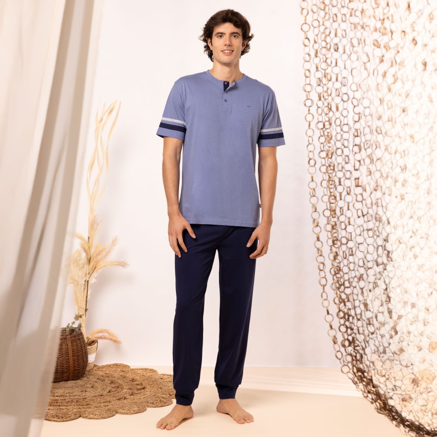 Pigiama uomo tris pantalone + pantaloncino in 100% cotone Irge TU42 / TUC27