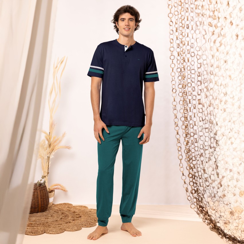 Pigiama uomo tris pantalone + pantaloncino in 100% cotone Irge TU42 / TUC27
