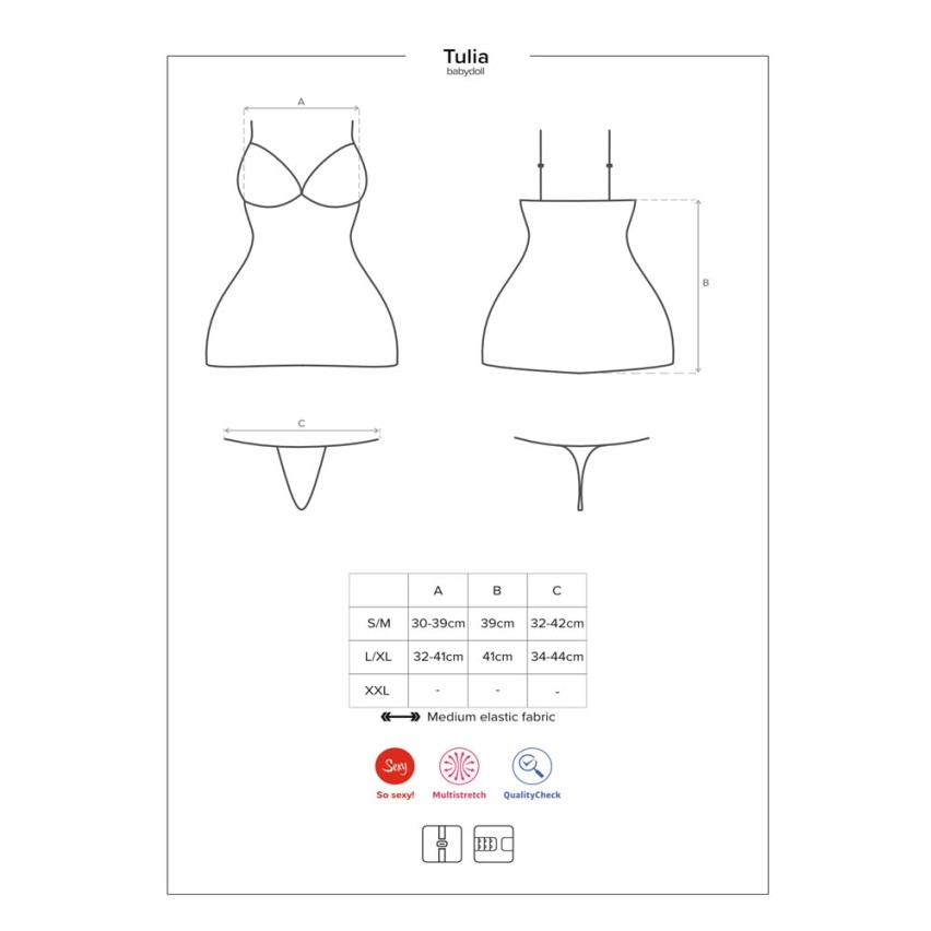 Sexy set babydoll + perizoma Obsessive Tulia babydoll + thong