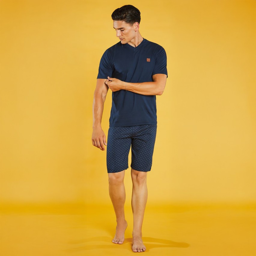 Pigiama tris uomo primaverile 100% cotone pantalone lungo + pantaloncino Nazareno Gabrielli U6002