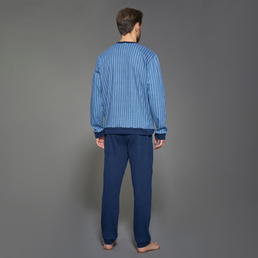 Pigiama uomo caldo cotone fantasia rigata Ragno U842NU