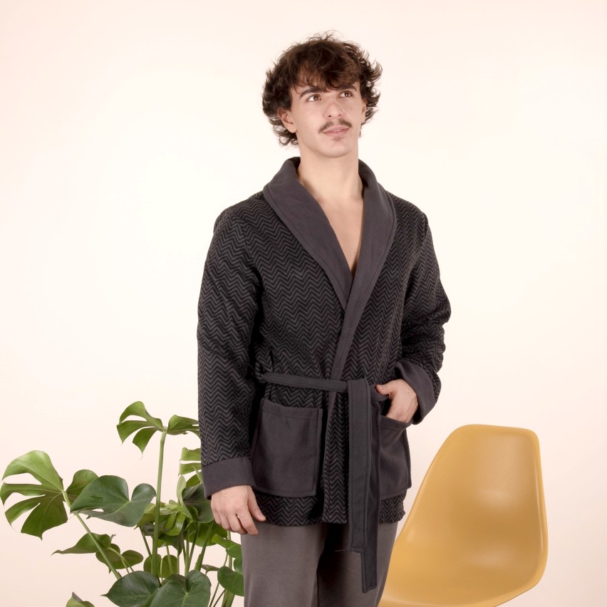 Vestaglia corta uomo invernale Cippi 4873 micro pile grigio piombo