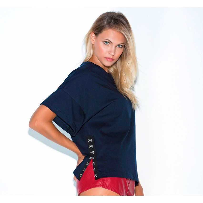 Maglia donna Jadea 4164 100% cotone con applicazioni laterali