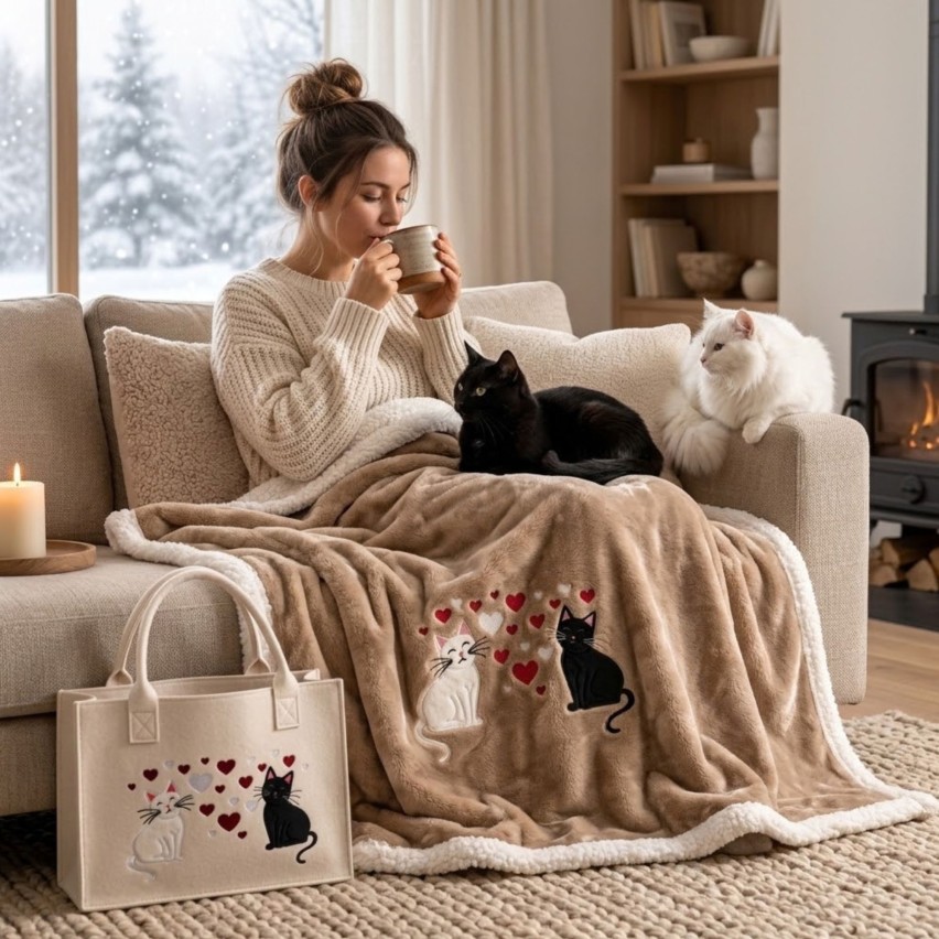 Bag + coperta ciniglia e sherpa gattini Zambaiti trousse