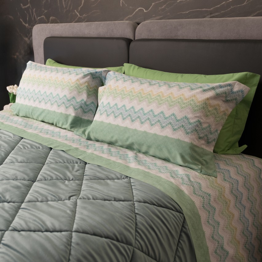 Completo letto singolo in cotone fantasia geometrica Zara Biancaluna