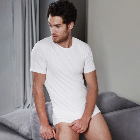 Maglia uomo Nottingham tm6102 collo tondo manica corta cotone fronte bianco modello