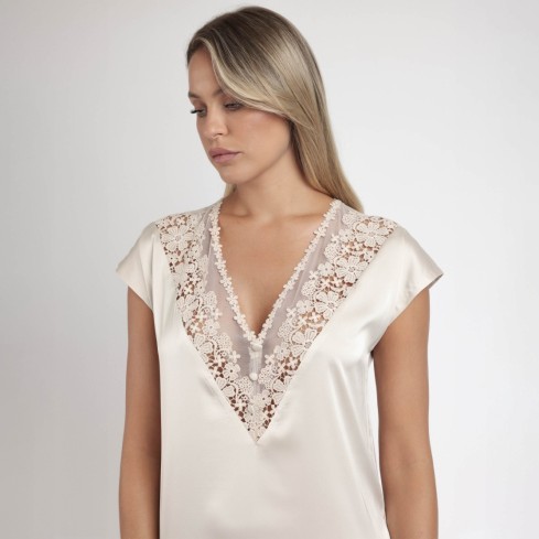 Camicia da notte scollo in crochet floreale Admas 61379 