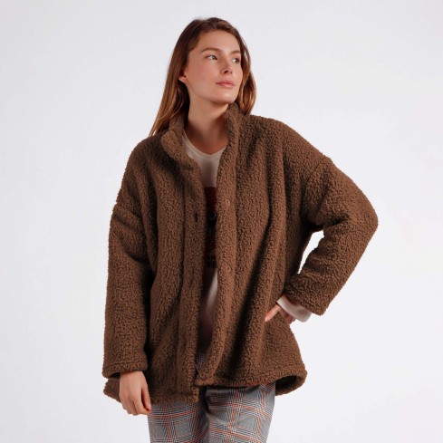 Giacca in sherpa cammello a collo alto Admas 67064