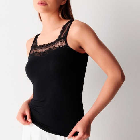 Canotta donna spalla larga pizzo e modal Cotonella ADC60