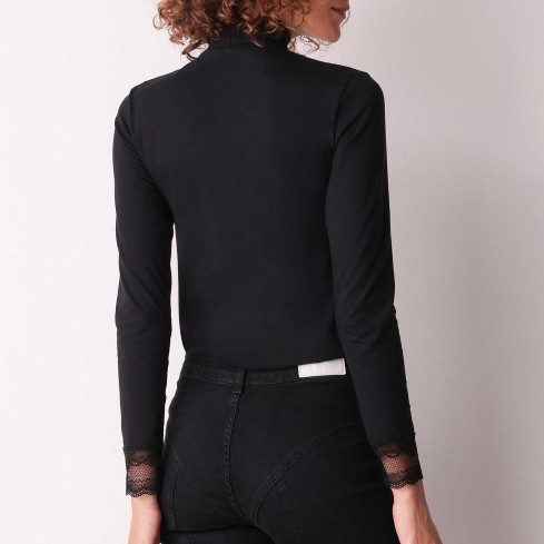 Maglia donna lupetto con pizzo e cotone Cotonella ADD13