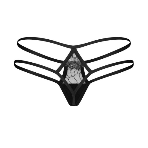 Slip sexy con doppi laccetti e pizzo trasparente Arrowel Black Obsessive