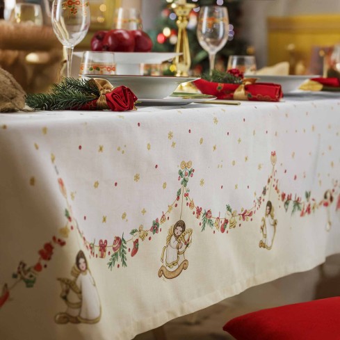 Tovaglia in cotone angioletti di Natale Thun 