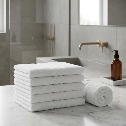 Set di asciugamani 100% spugna di cotone Biancaluna hotellerie 6 pezzi