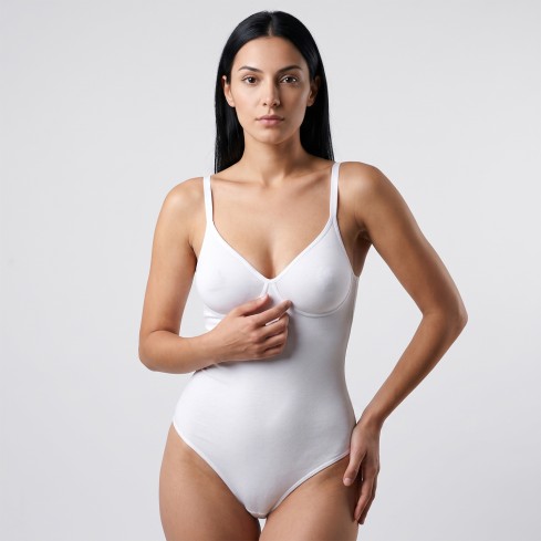 Body Gios Peonia in cotone con coppe foderate avanti