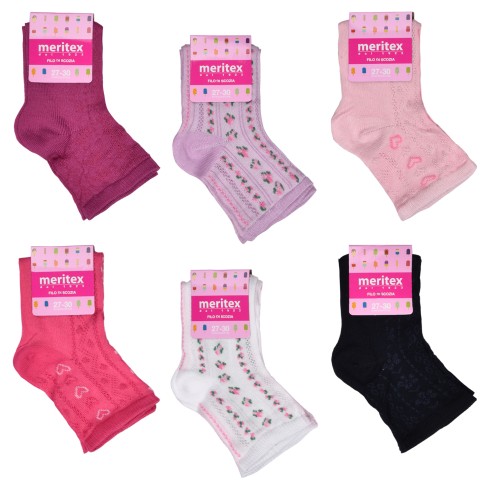 Meritex Calzini corti Bambina 7579 in cotone 6 paia