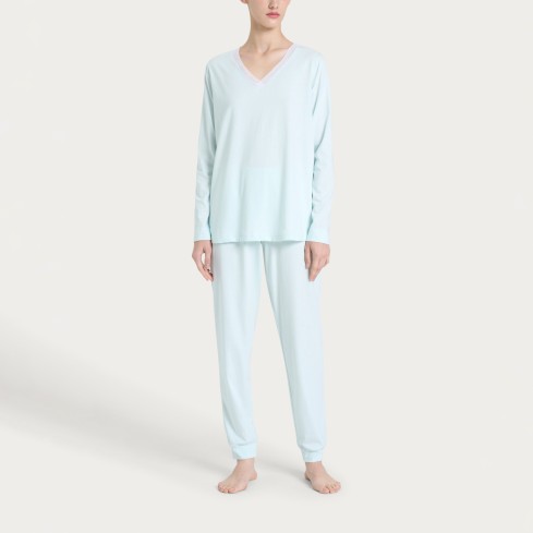 Pigiama Donna 100% Cotone scollo a V Ragno DP26N2 