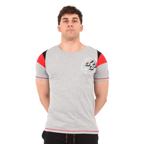 T-shirt maglia uomo girocollo 100% cotone ufficiale MILAN grigio melange