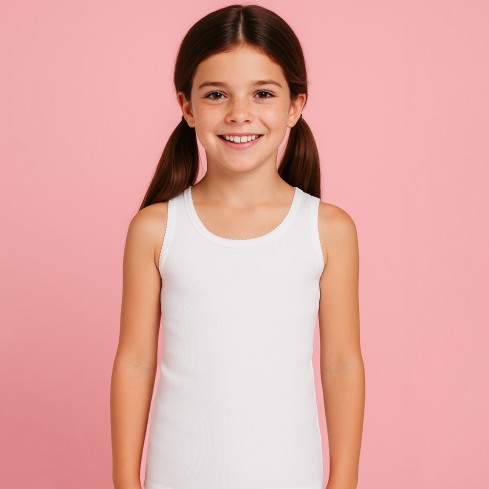 Canottiere bimba Ellepi 8227 cotone spalla larga 3 pz 