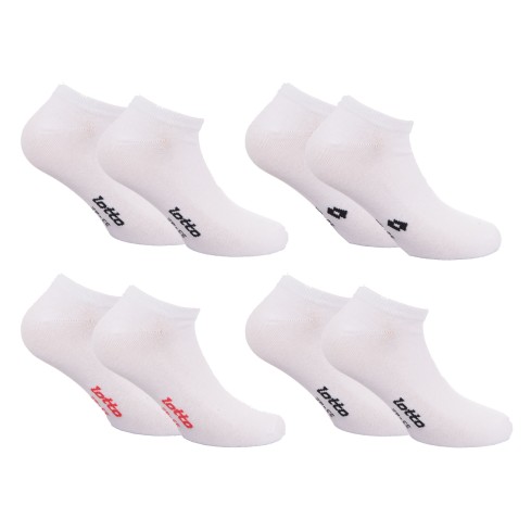 Minicalze unisex uomo donna Lotto Toni in cotone elasticizzato bianche 4 paia
