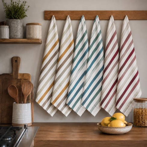 Strofinacci fantasia rigata 100% cotone Zambaiti Elite - 6 pezzi