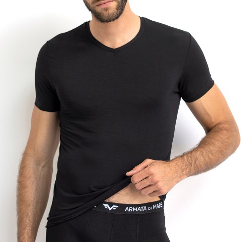 Maglia uomo scollo a V in fibra di bamboo Armata di Mare 2255
