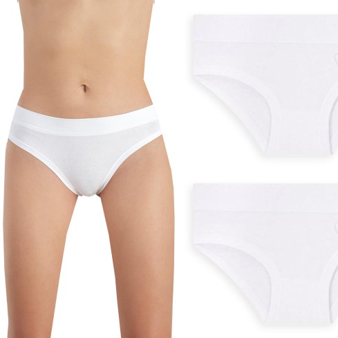 Slip ragazza a vita alta cotone elasticizzato Alvada JB1906 - 2 paia